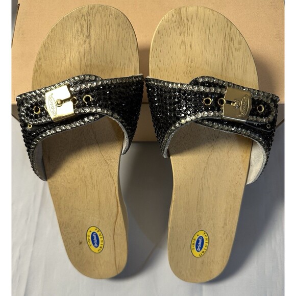 Dr . Scholls The Original Wooden Exercise Clog Sandals Custom Crystal Bling 10M - Picture 5 of 10